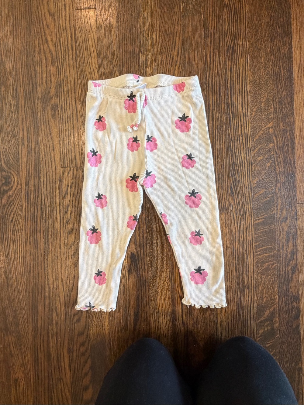 Baby Zara Pink Strawberry Print Cream Leggings